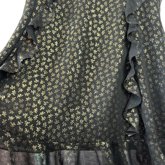All Saints Derrell Black & Gold Ruffle Dress - Picture 13 of 15